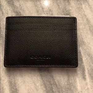 Men’s Coach black leather Money clip Card Case